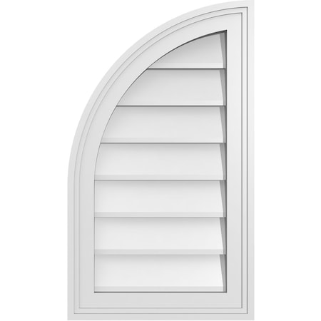 Ekena Millwork Quarter Round Top Left Surface Mount PVC Gable Vent w/ 2"W x 1-1/2"P Brickmould Frame, 14"W x 24"H GVPQL14X2402SN